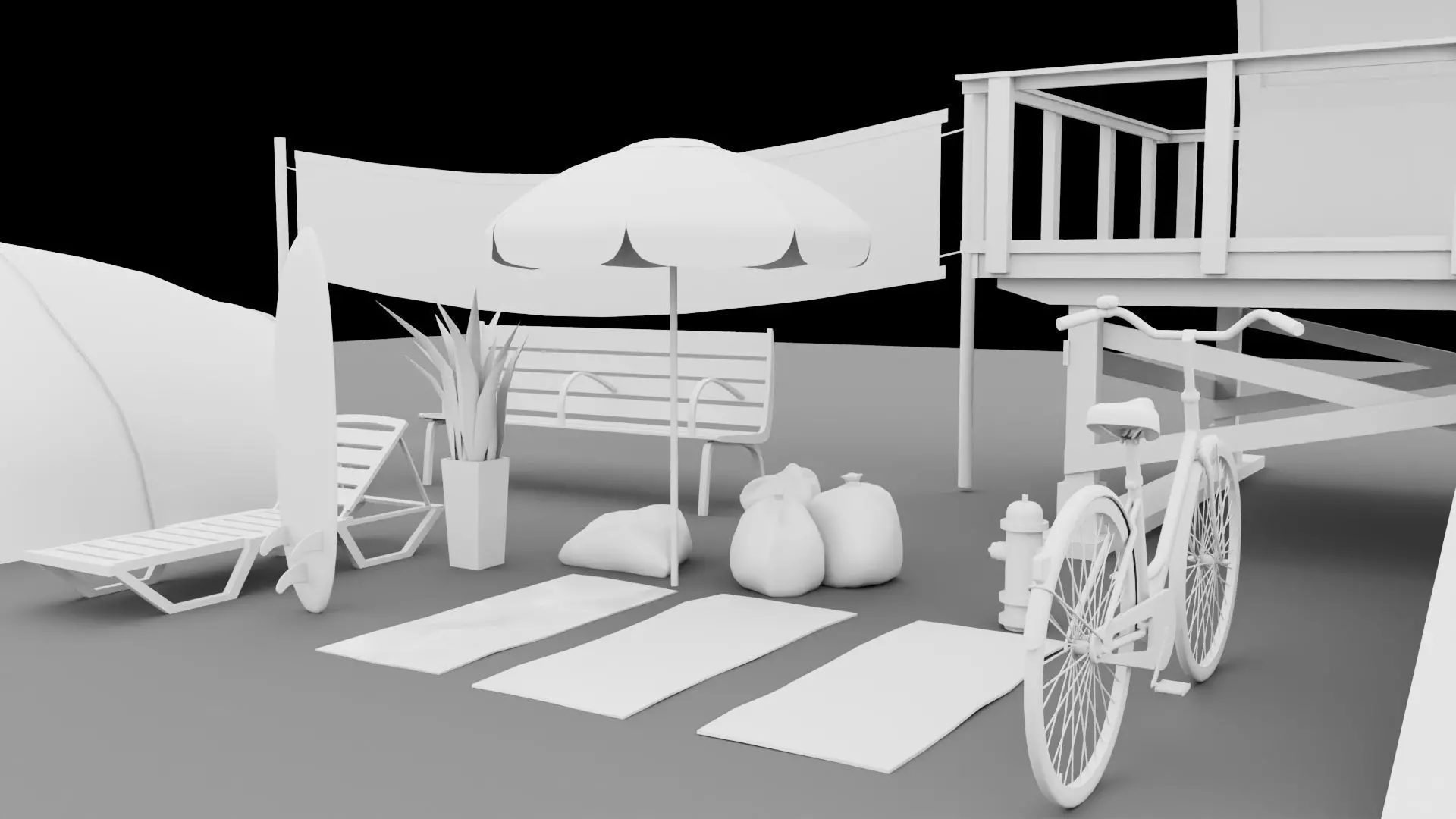 Beach Props Collection LOW POLY Low-poly 3D model_13