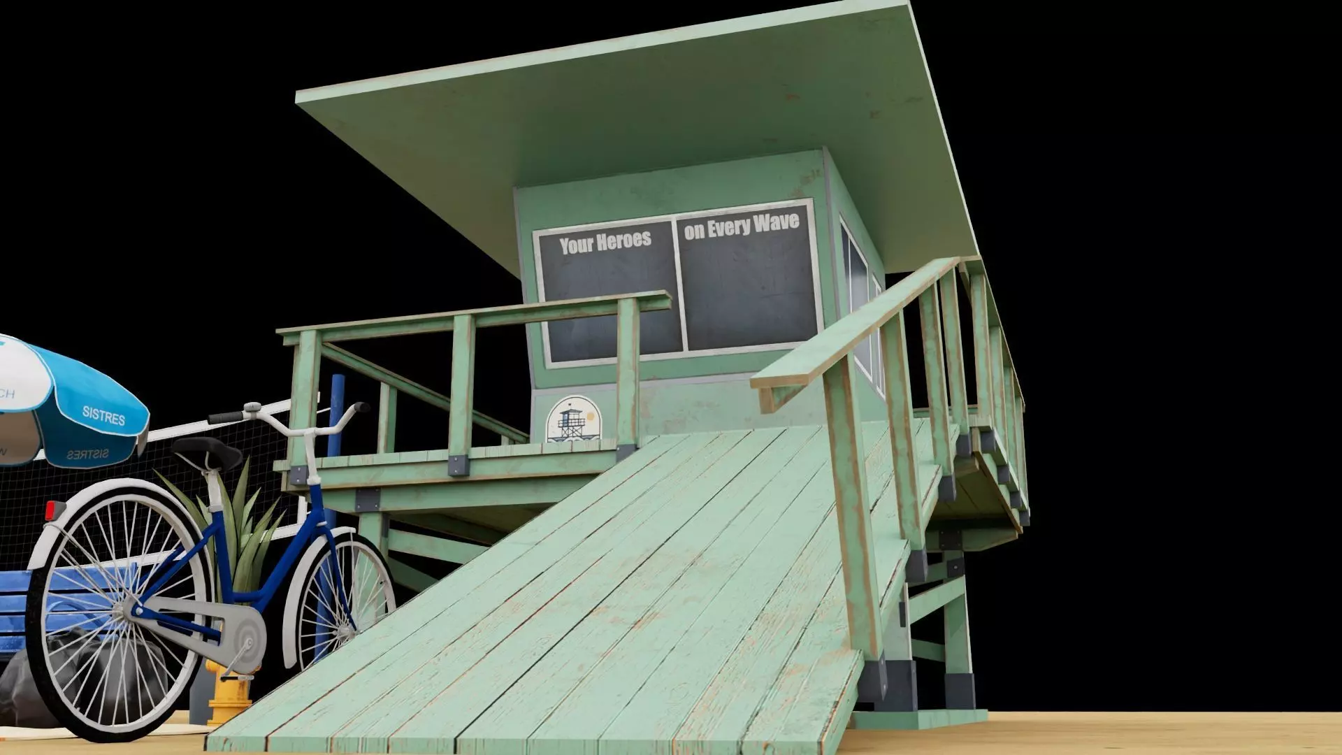 Beach Props Collection LOW POLY Low-poly 3D model_6