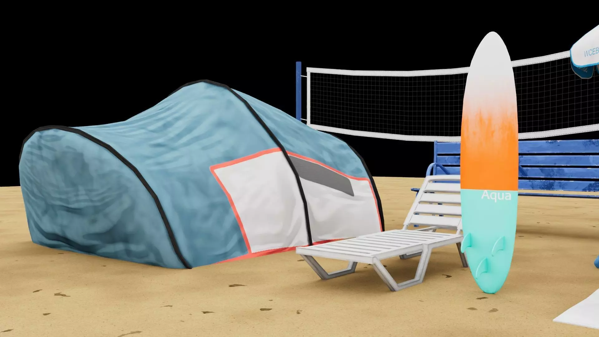 Beach Props Collection LOW POLY Low-poly 3D model_8