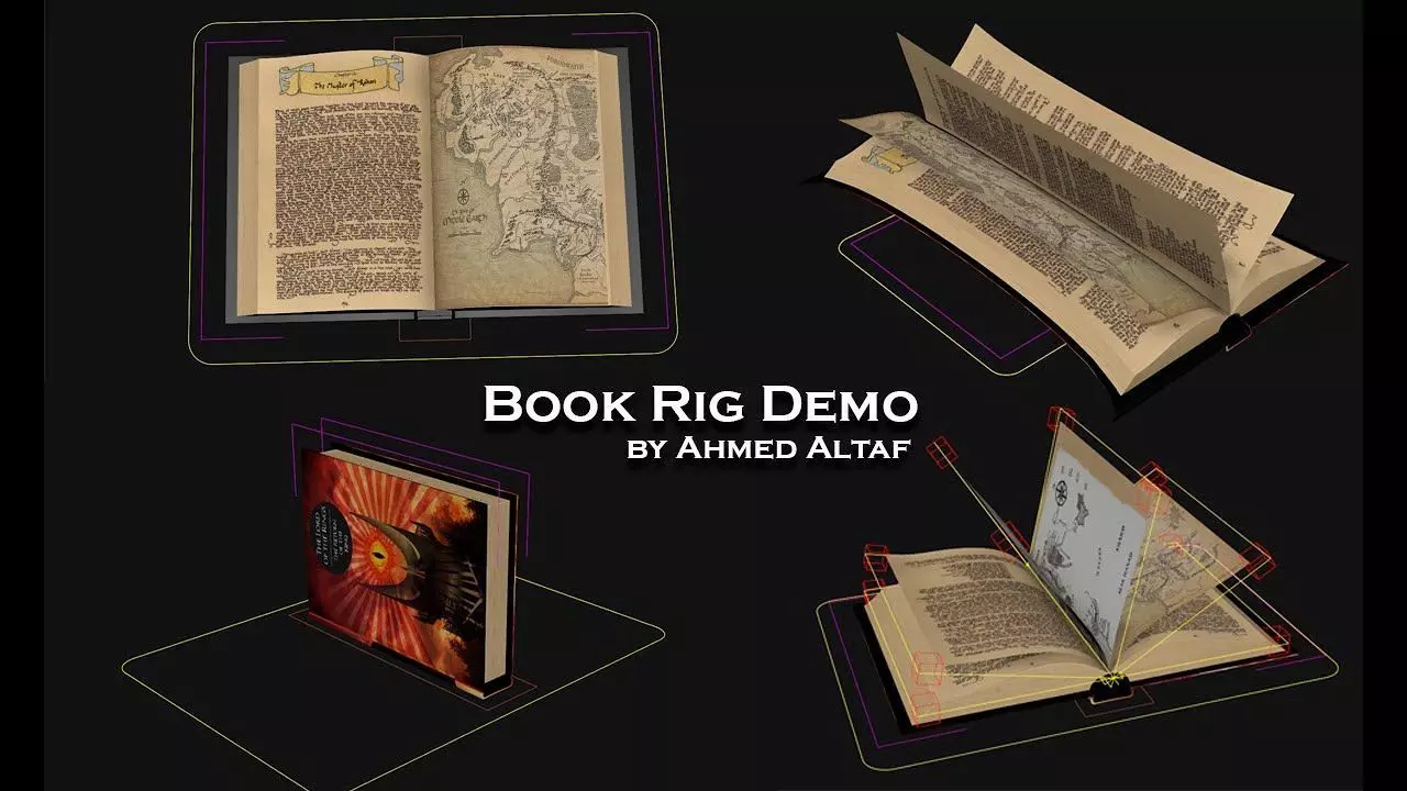 Realistic Book Rig- Fully Rigged and Animatable 3D Model 3D model_0