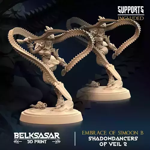 Embrace of Simoon B Nude and Normal 3D print model