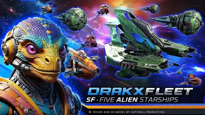 DRAKX Fleet Low-poly 3D model DRAKX Fleet Low-poly 3D model