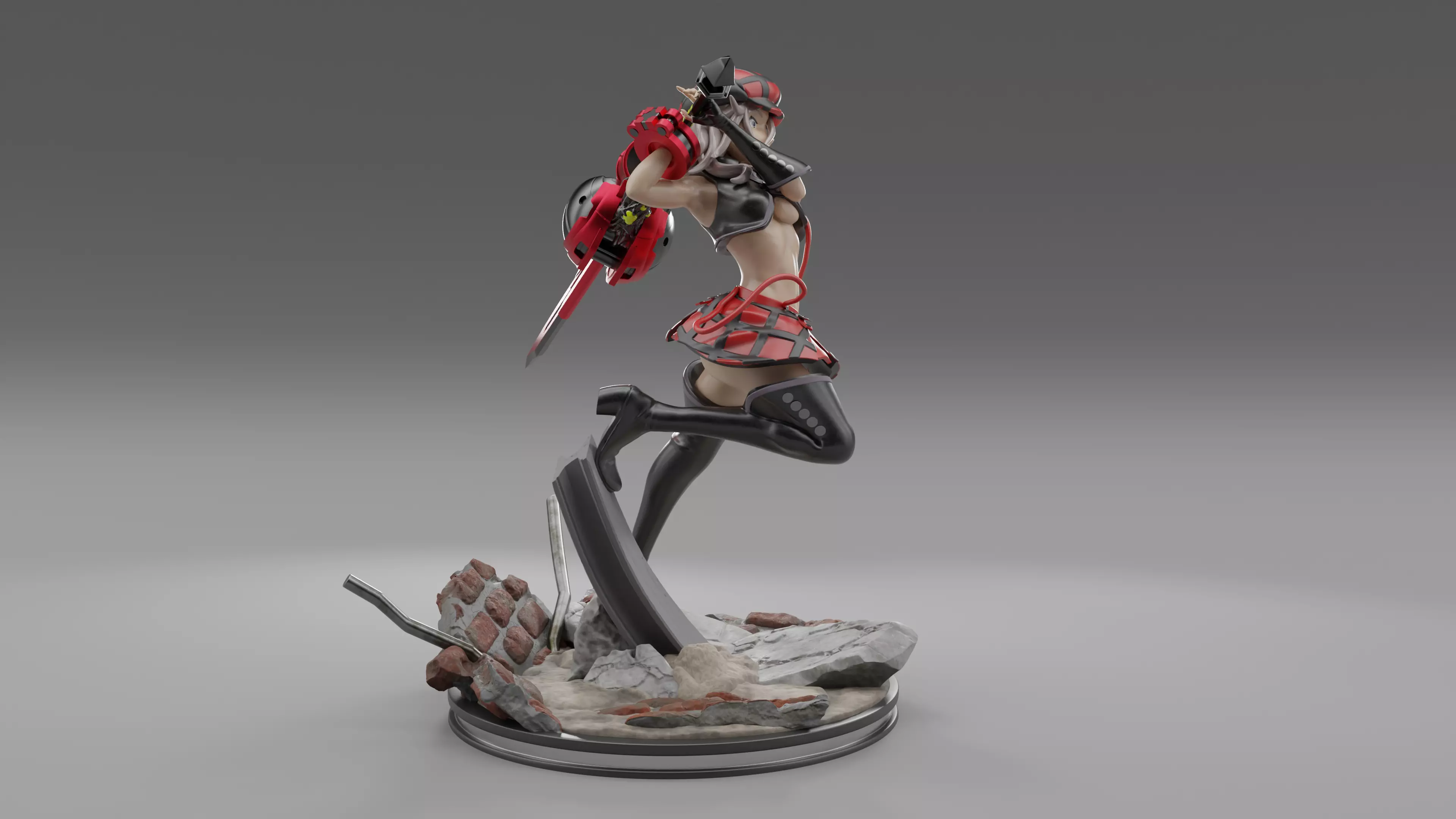 Anime Chainsaw Sword Warrior 3D print model_4