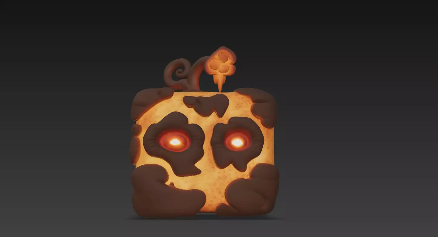 Glowing Pumpkin Spirit Stylized Halloween 3D Model Low-poly 3D model_1