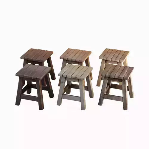 Medieval Wooden Stool Set