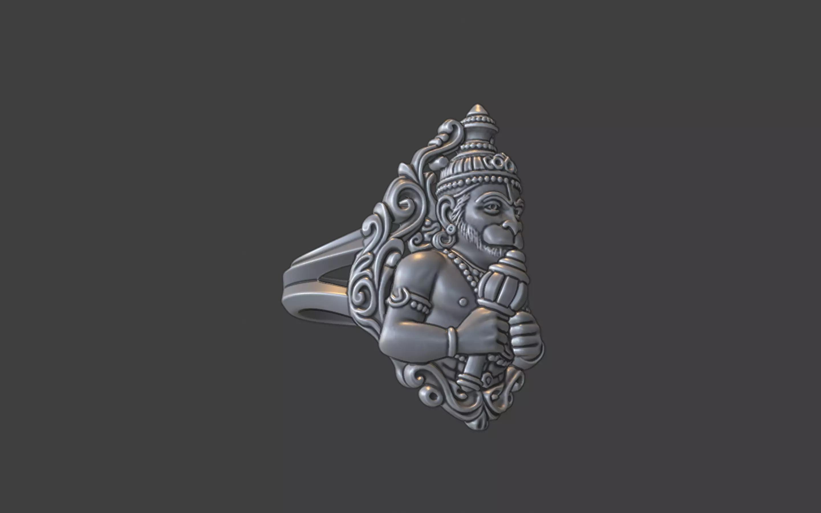Lord Hanuman ring 3D print model_8