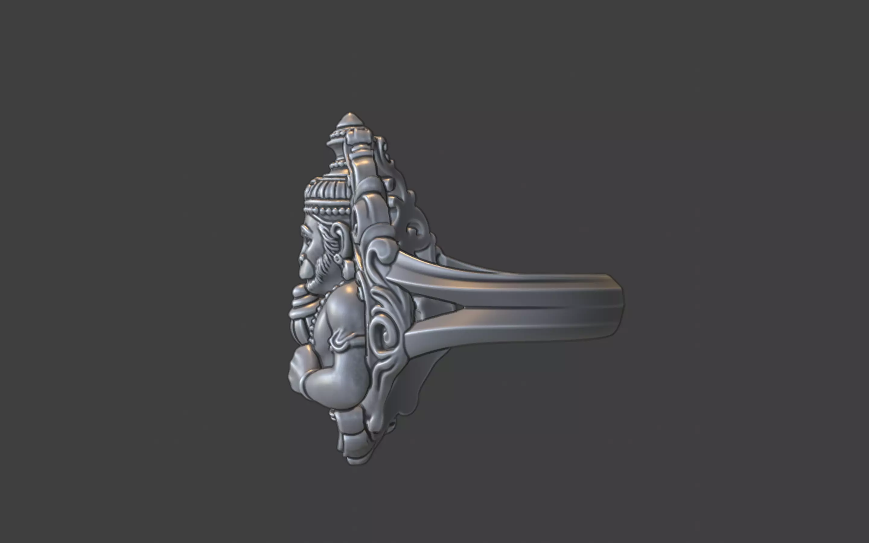 Lord Hanuman ring 3D print model_3