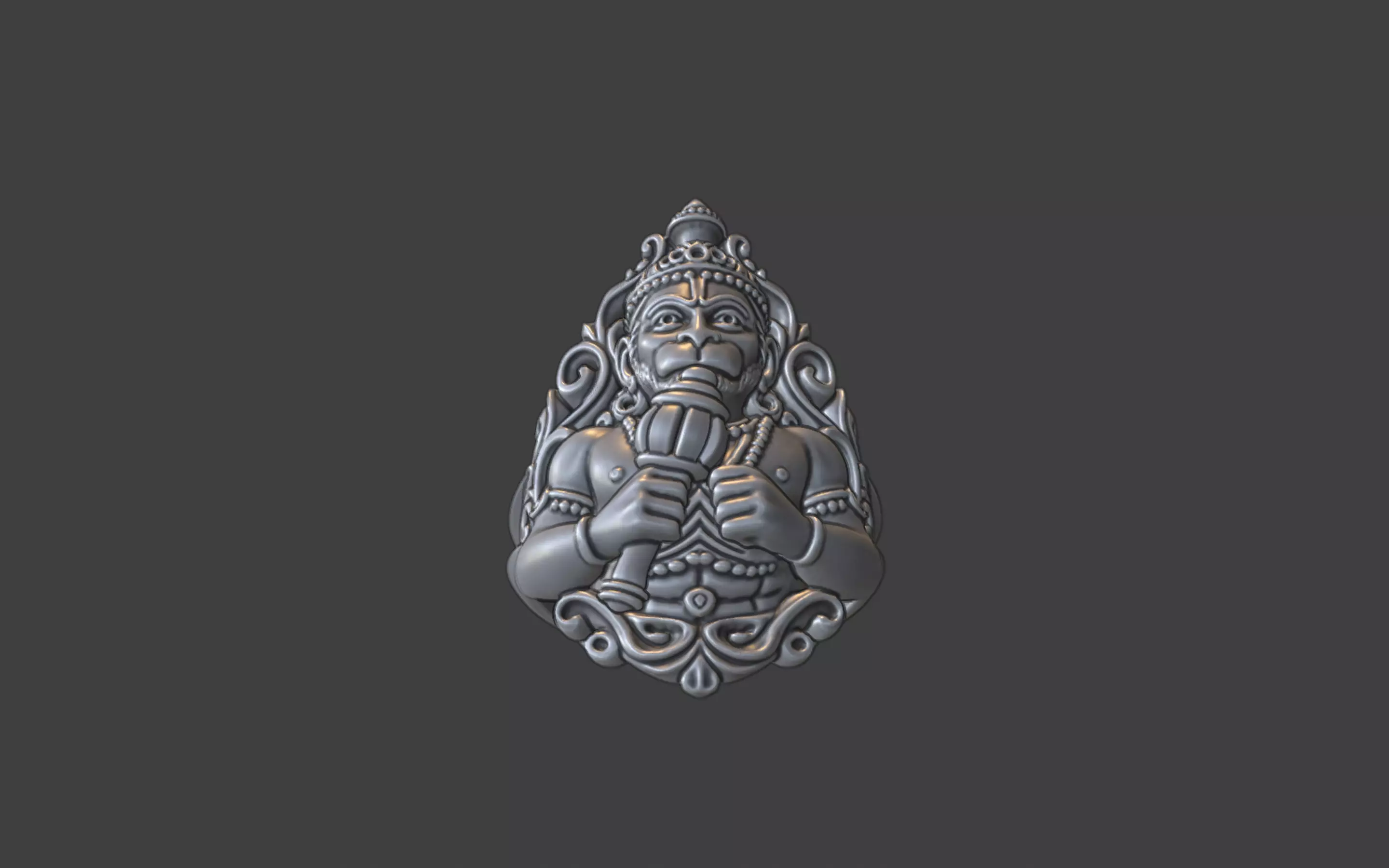 Lord Hanuman ring 3D print model_21