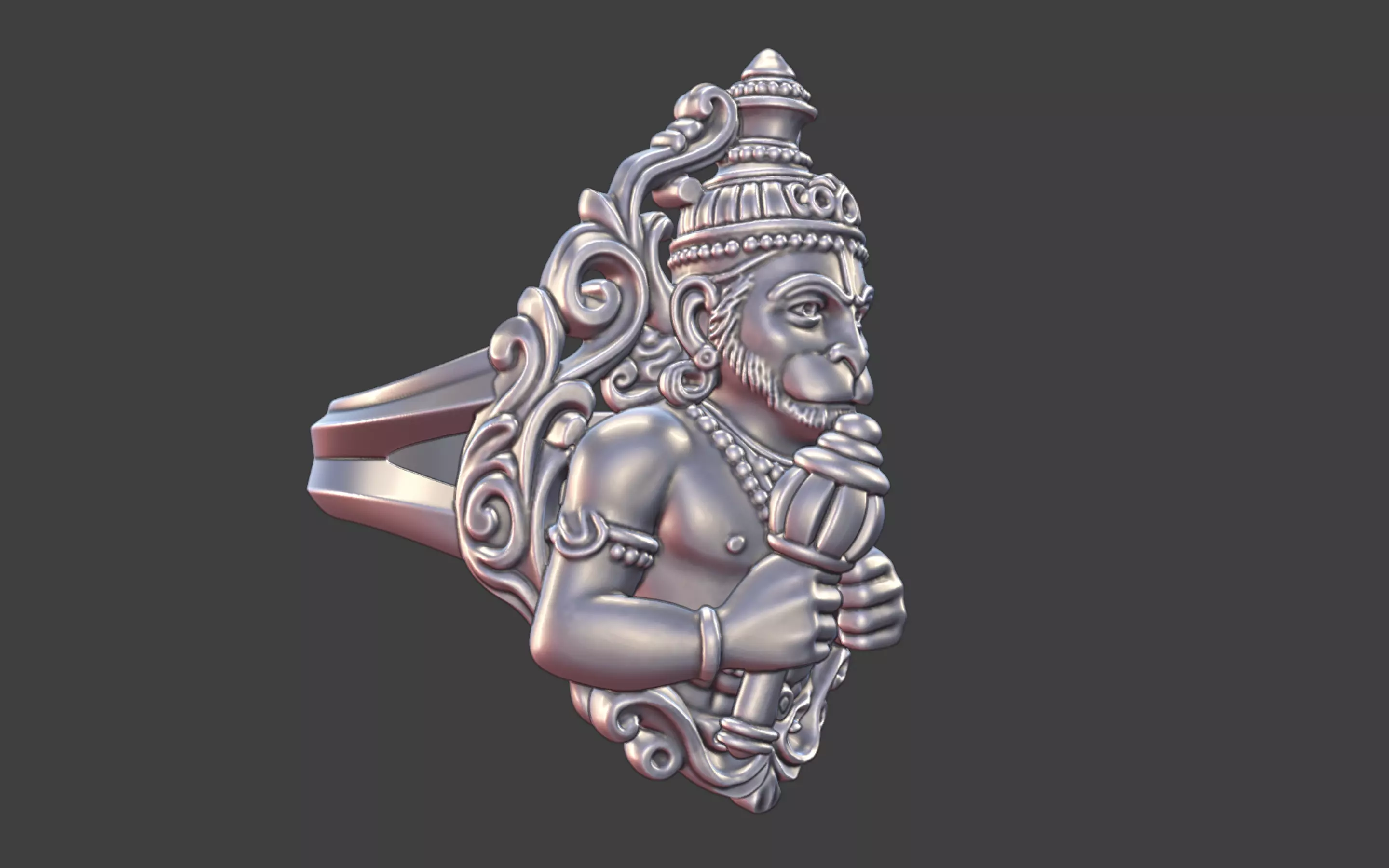 Lord Hanuman ring 3D print model