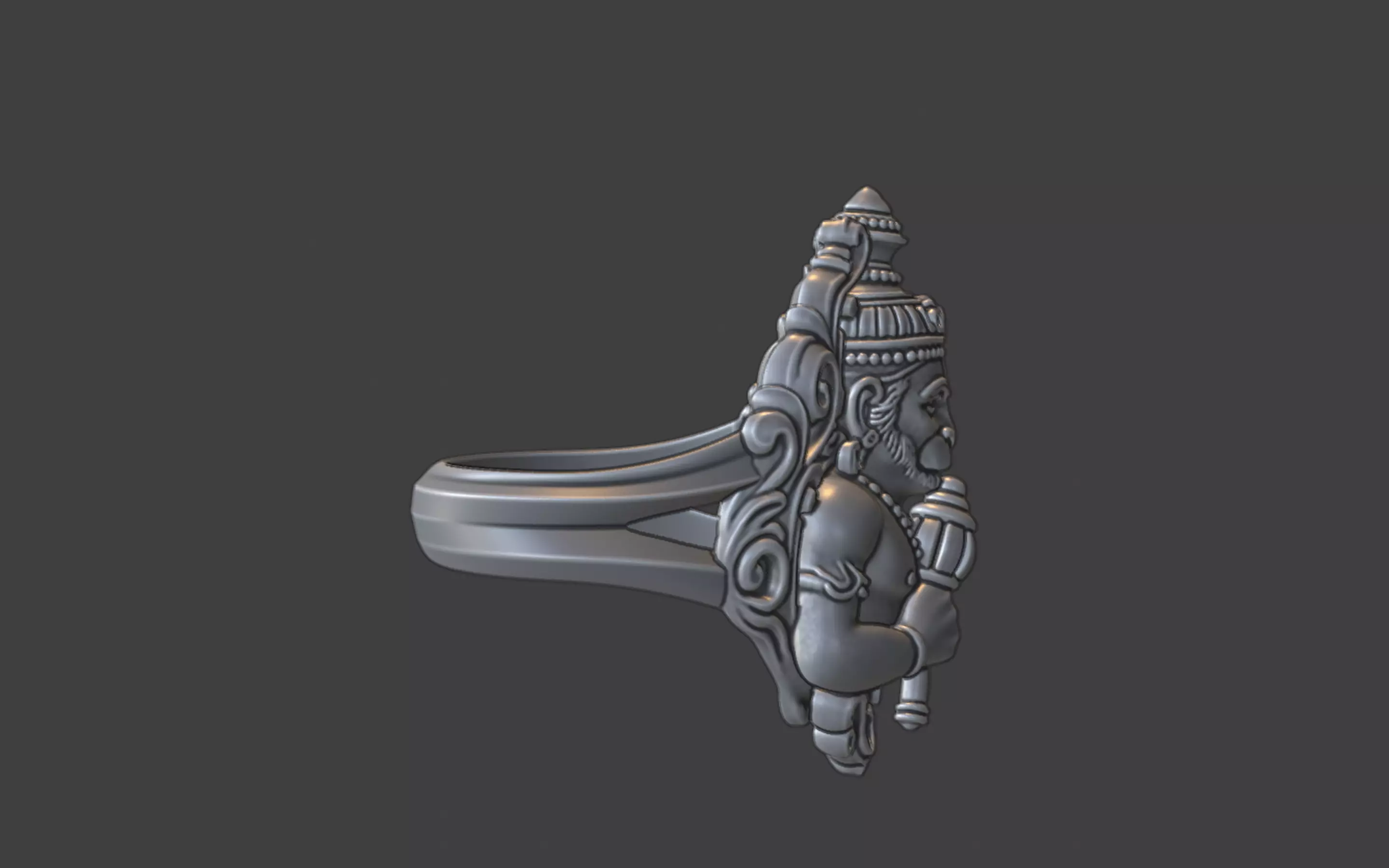 Lord Hanuman ring 3D print model_18
