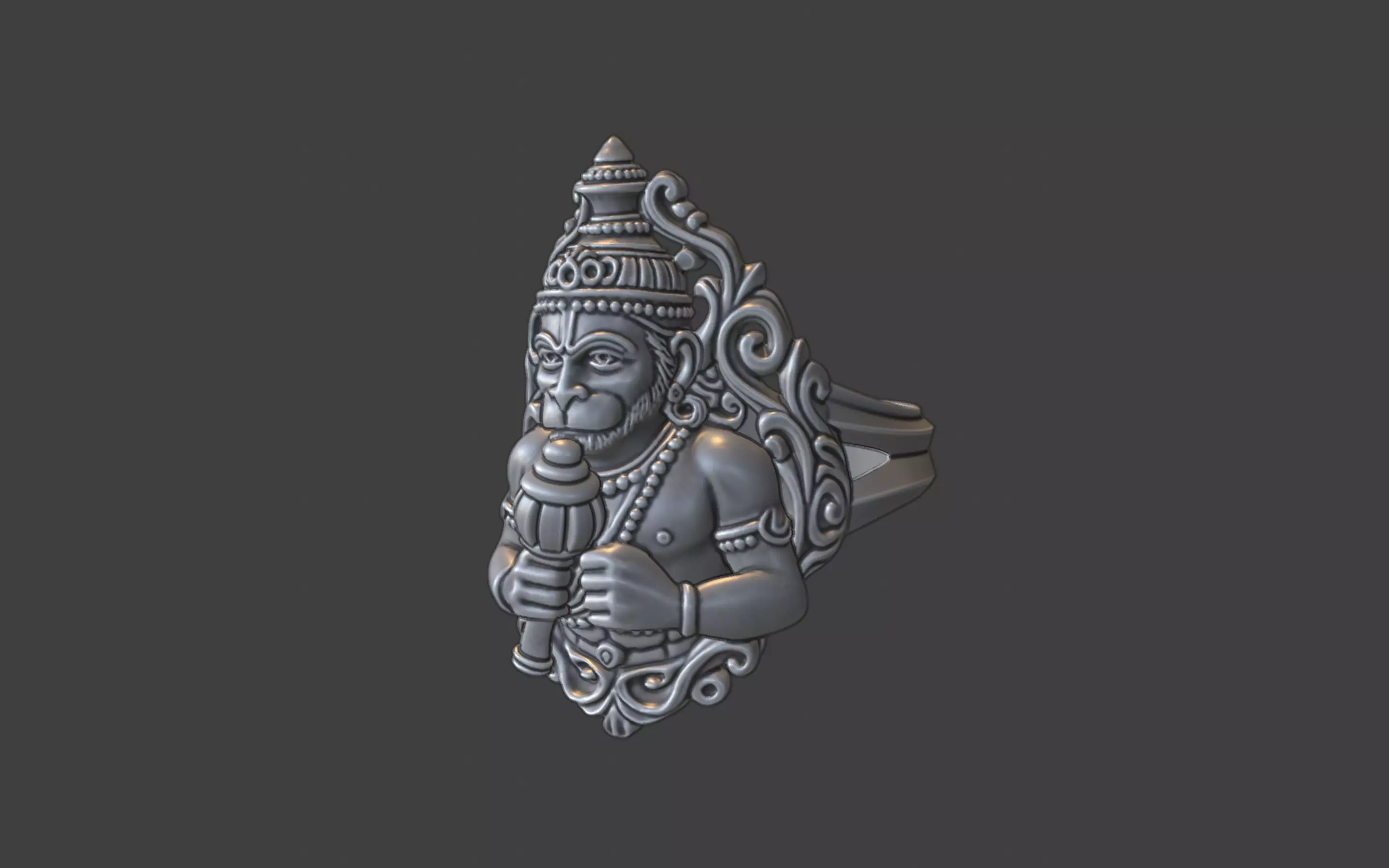 Lord Hanuman ring 3D print model_1