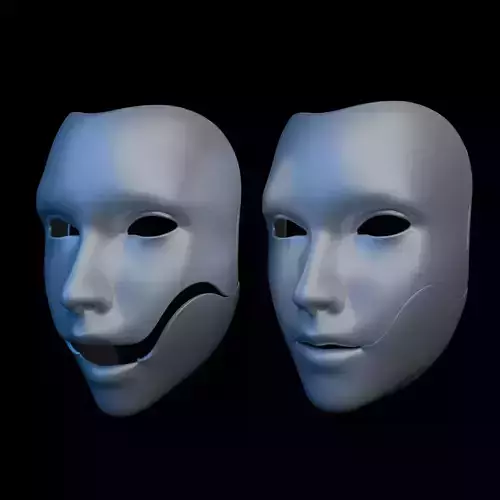 Articulated Human Face Mask STL  3D Printable  halloween mask 3D print model