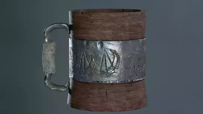 The Sailors Draught Medieval Wooden Tankard PBR 3D Model Low-poly 3D model