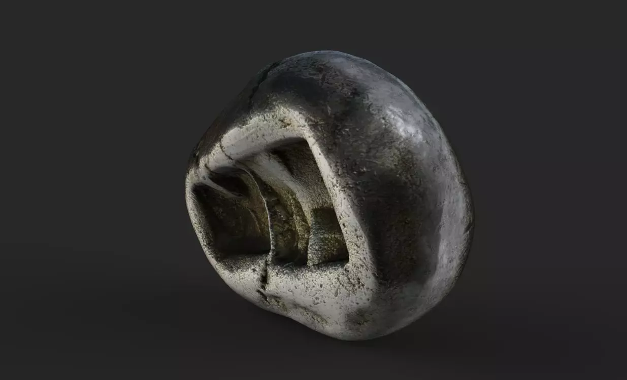 First silver coin king Croesus 3D print model_6