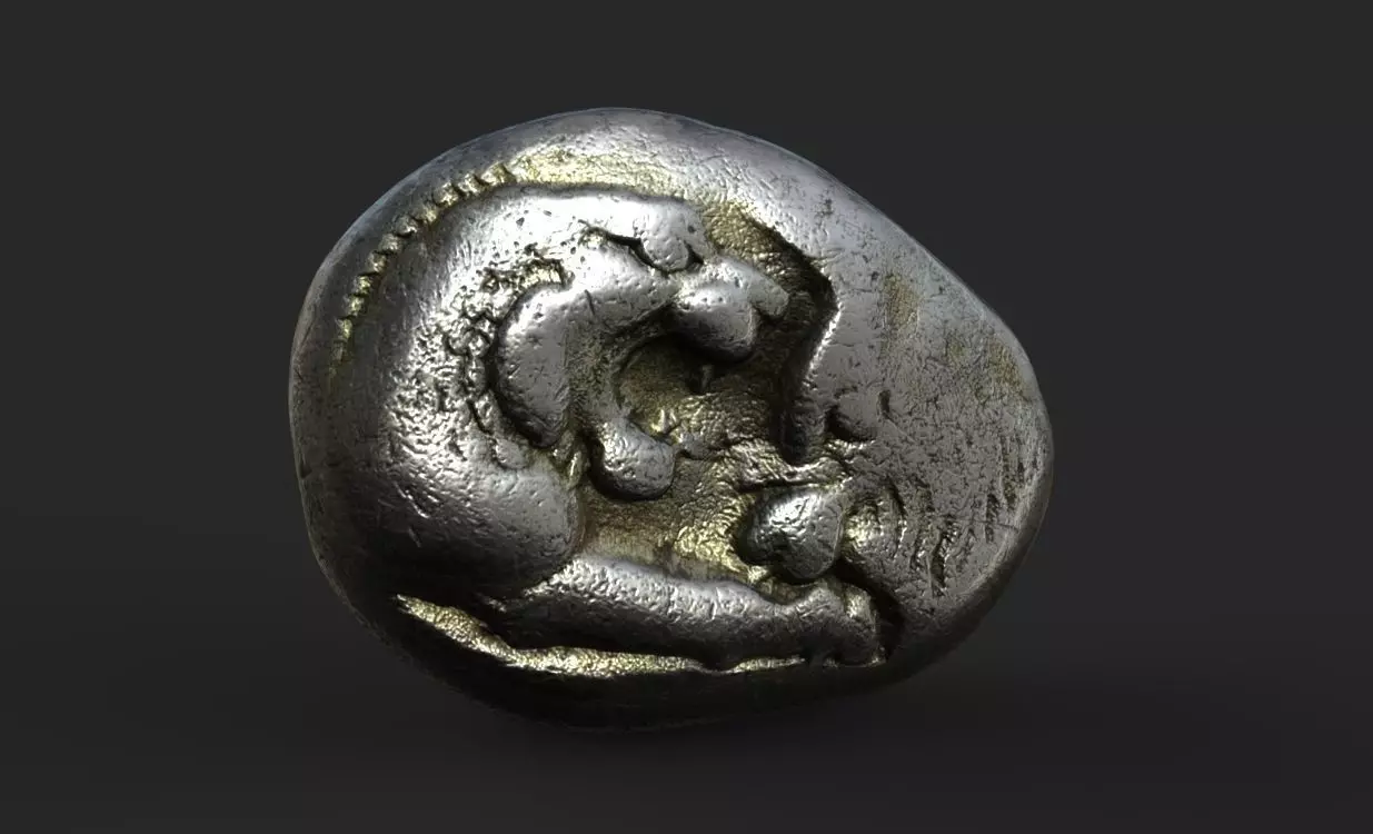 First silver coin king Croesus 3D print model_9