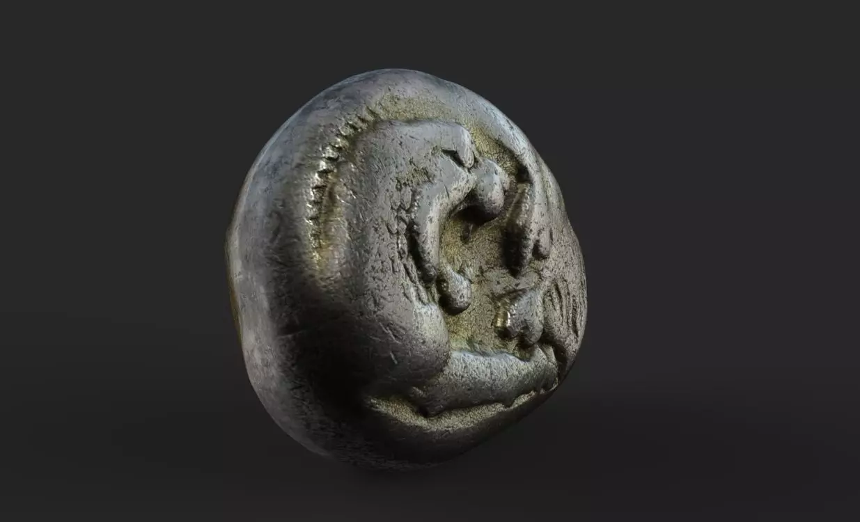 First silver coin king Croesus 3D print model_7