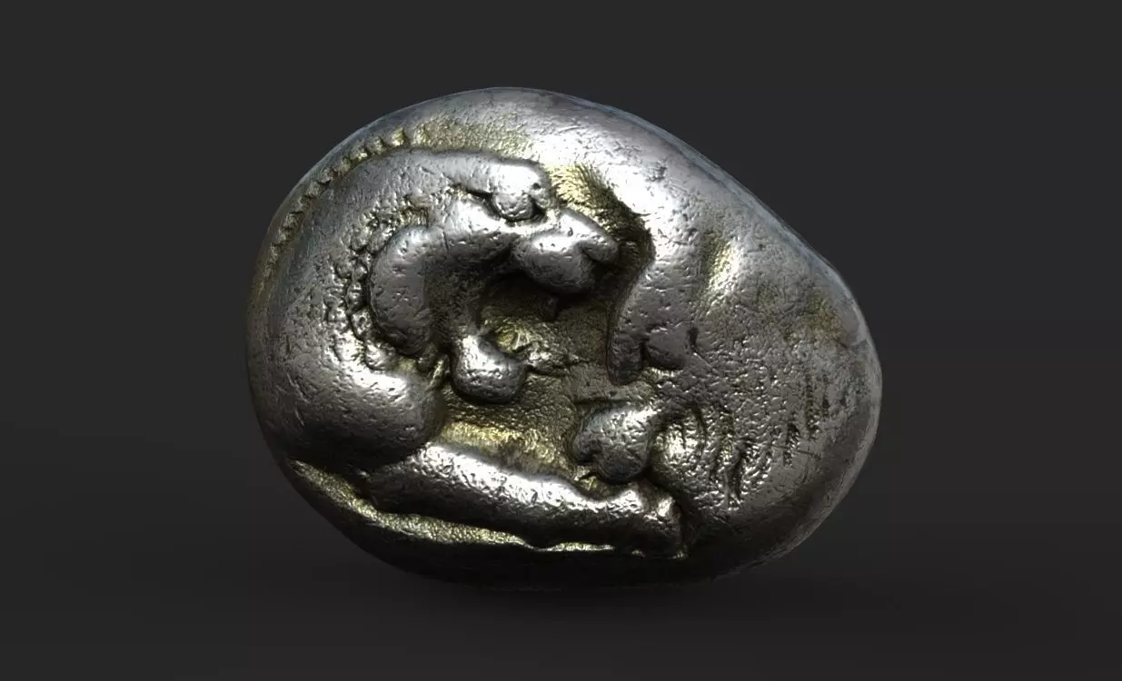 First silver coin king Croesus 3D print model_0