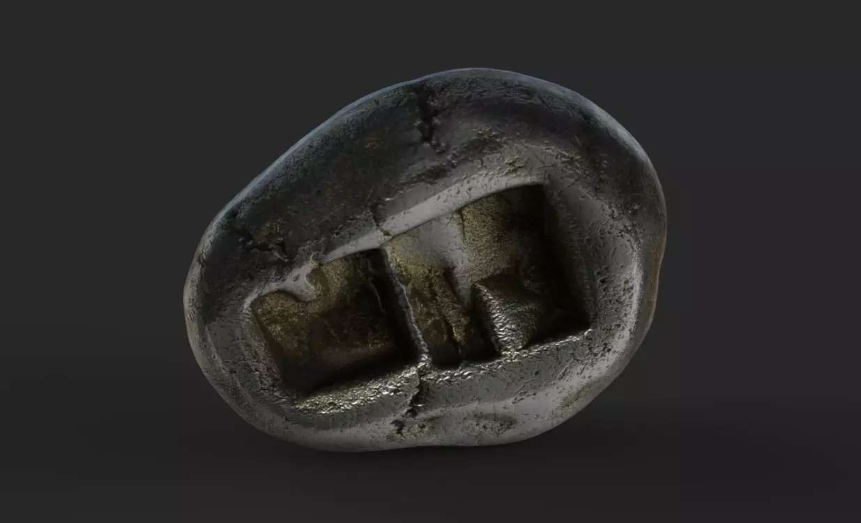 First silver coin king Croesus 3D print model_5