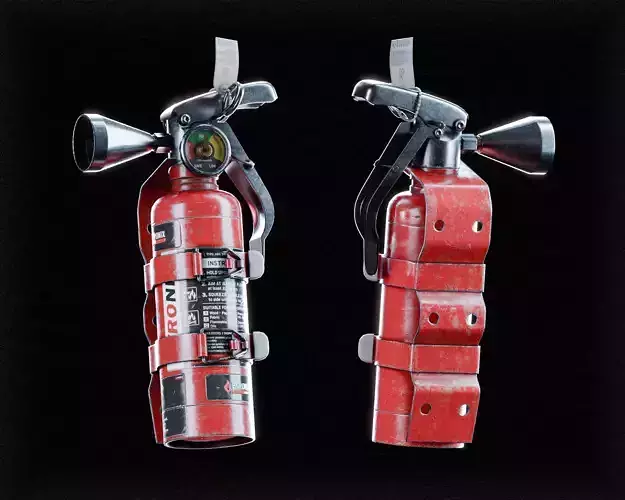 Small Fire Extinguisher 3D Model Prop - Game Ready 