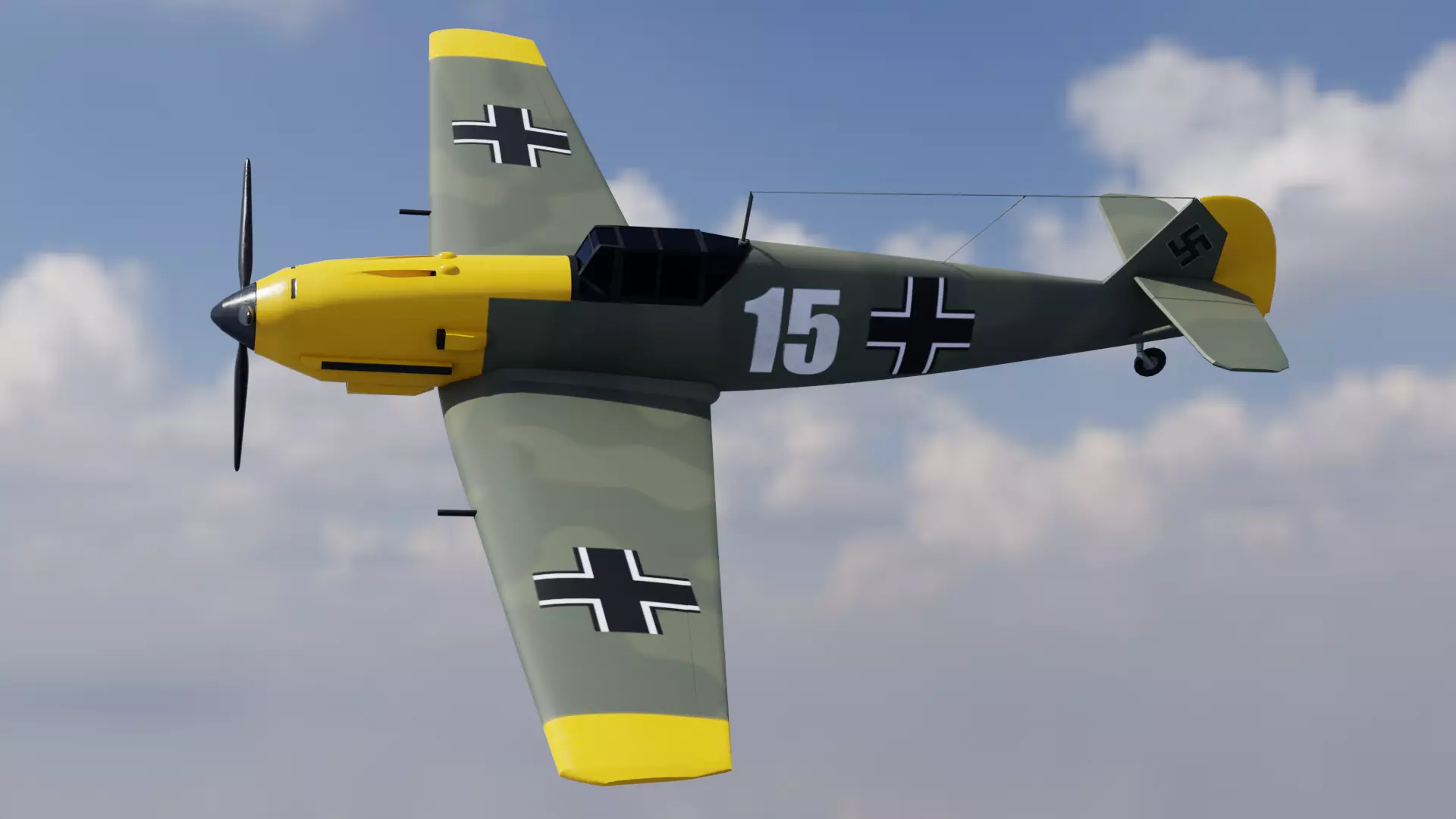 BF109 Low-poly 3D model_7