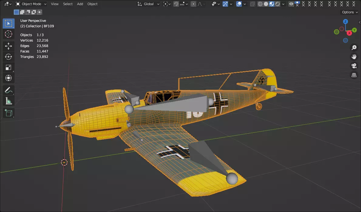 BF109 Low-poly 3D model_11