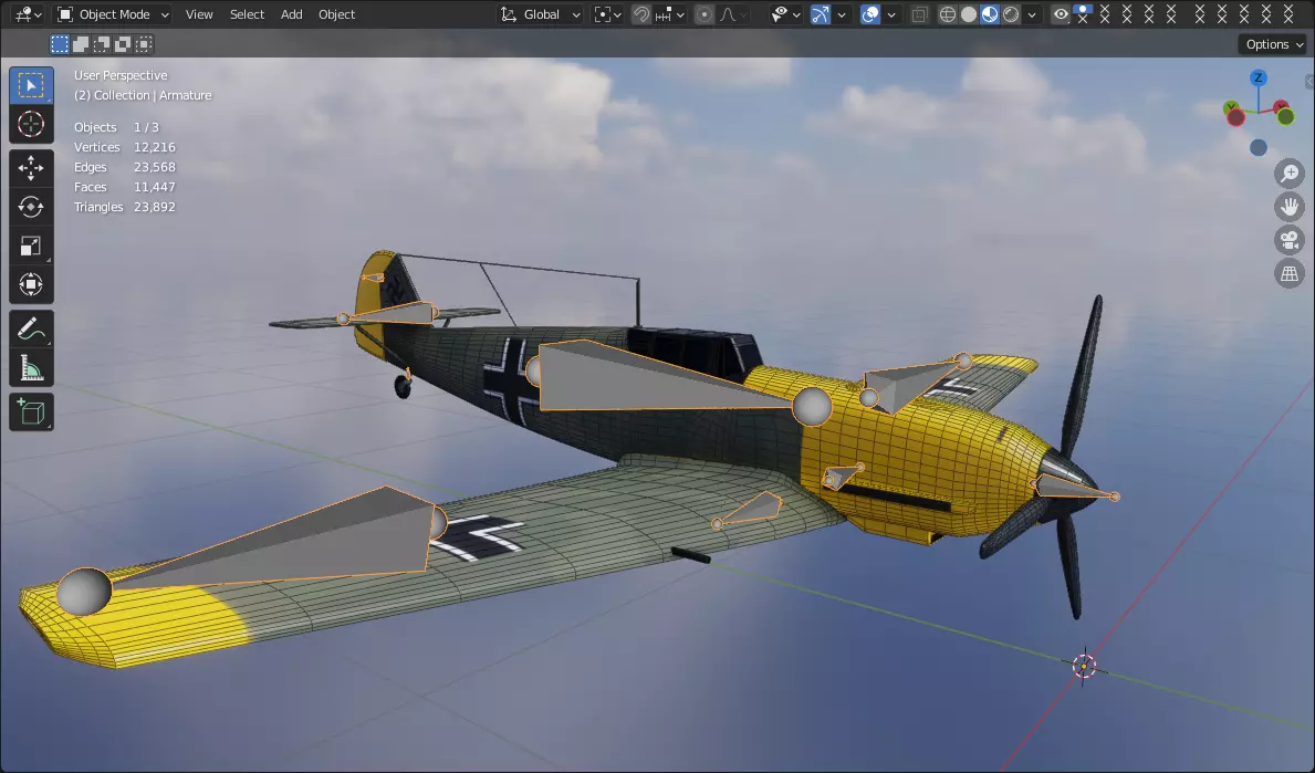 BF109 Low-poly 3D model_10