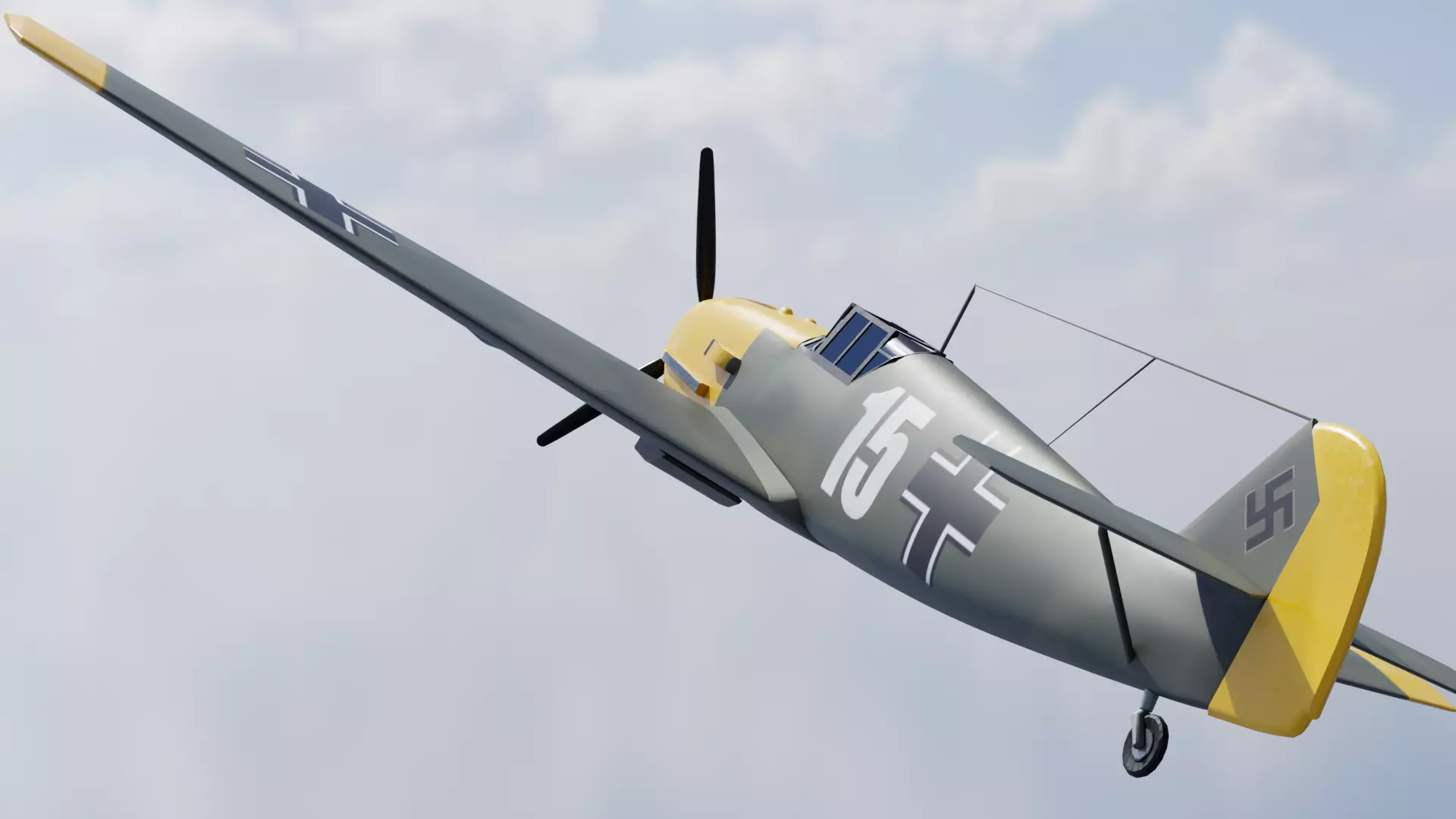 BF109 Low-poly 3D model_3