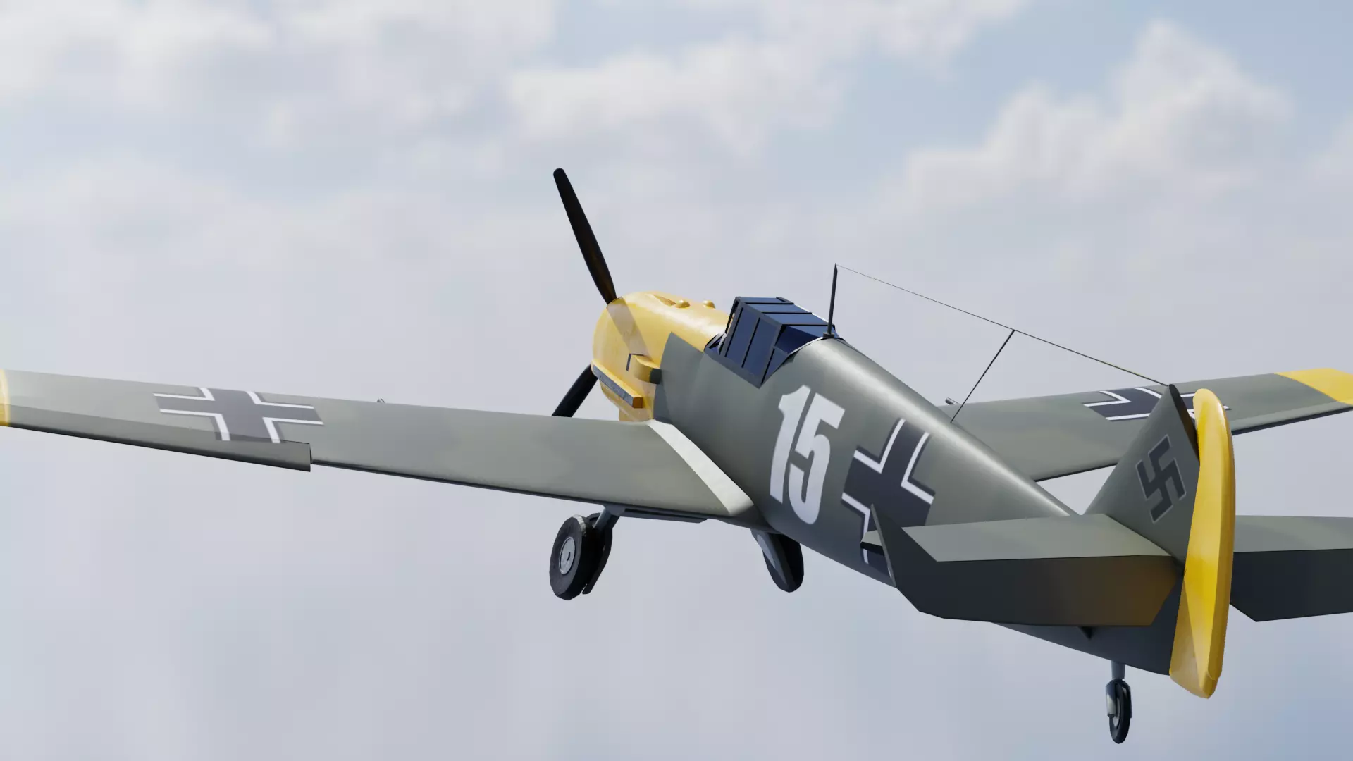 BF109 Low-poly 3D model_2