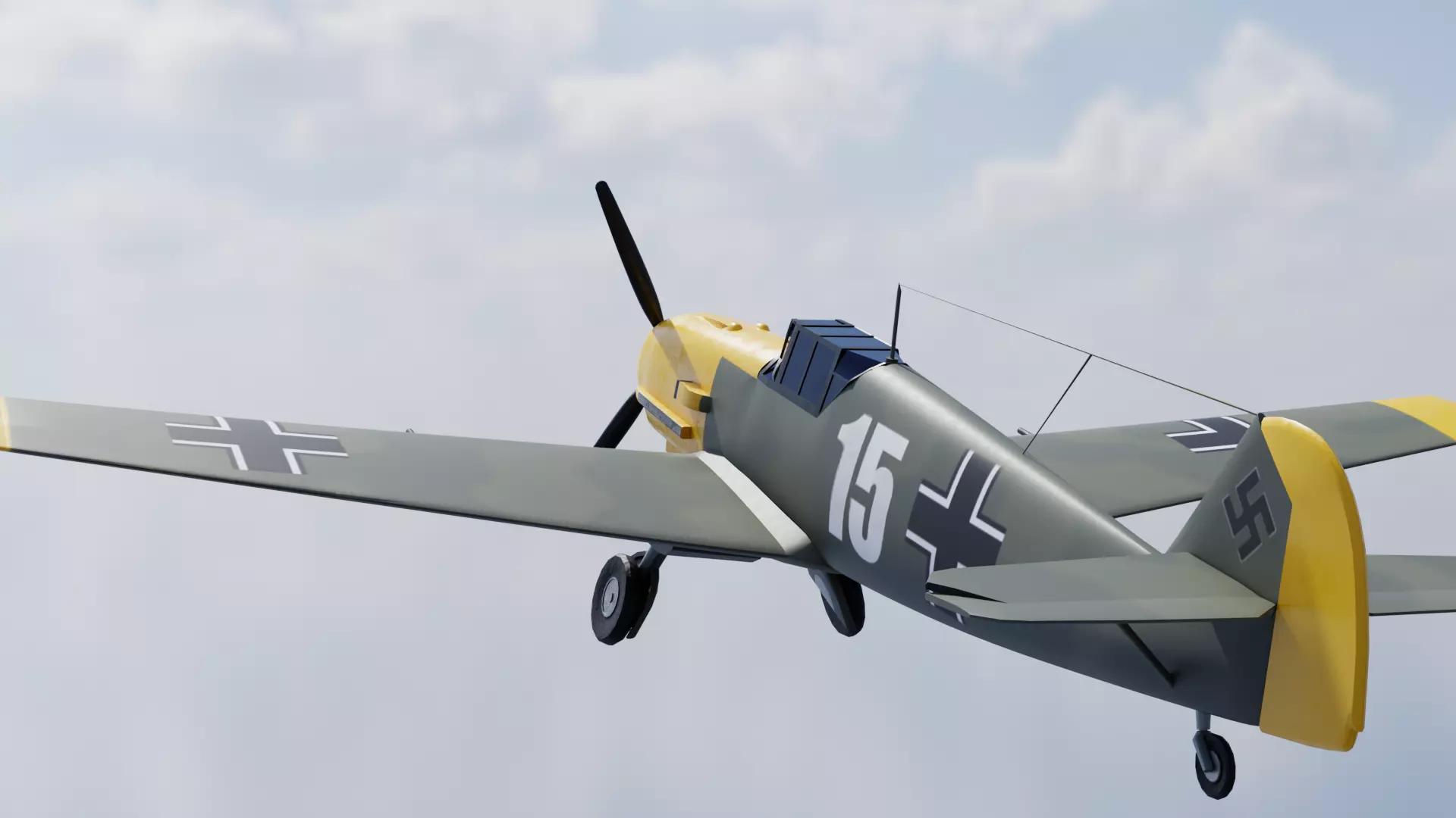 BF109 Low-poly 3D model_1