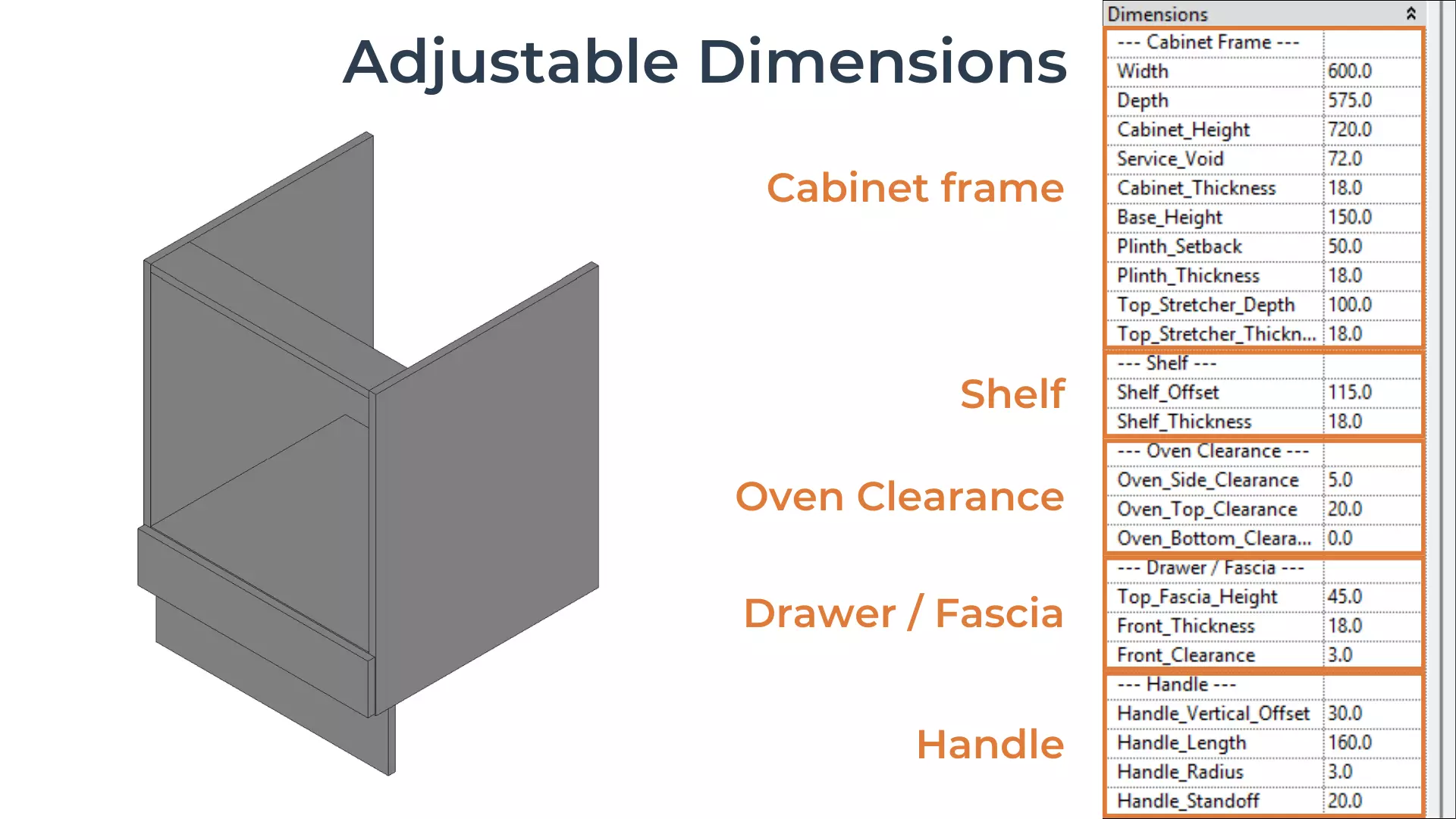 OVEN HOUSING BASE Cabinet Revit Family UK Parametric 3D model_2