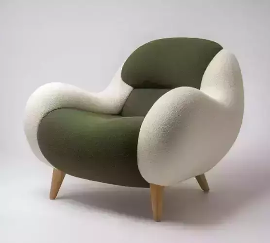 Modern Two-Tone Armchair Upholstered Chair 3D