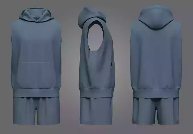 Sleeveless Hoodie And Shorts