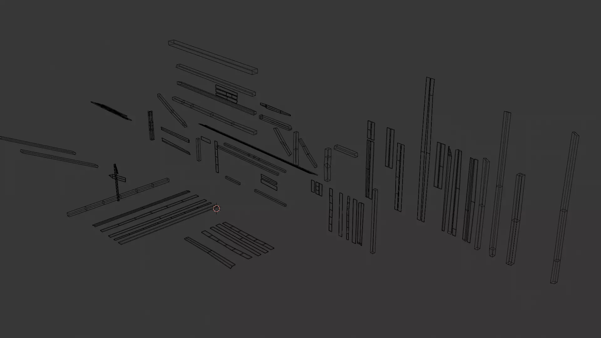 Pack wooden planks game-ready Low-poly 3D model_5