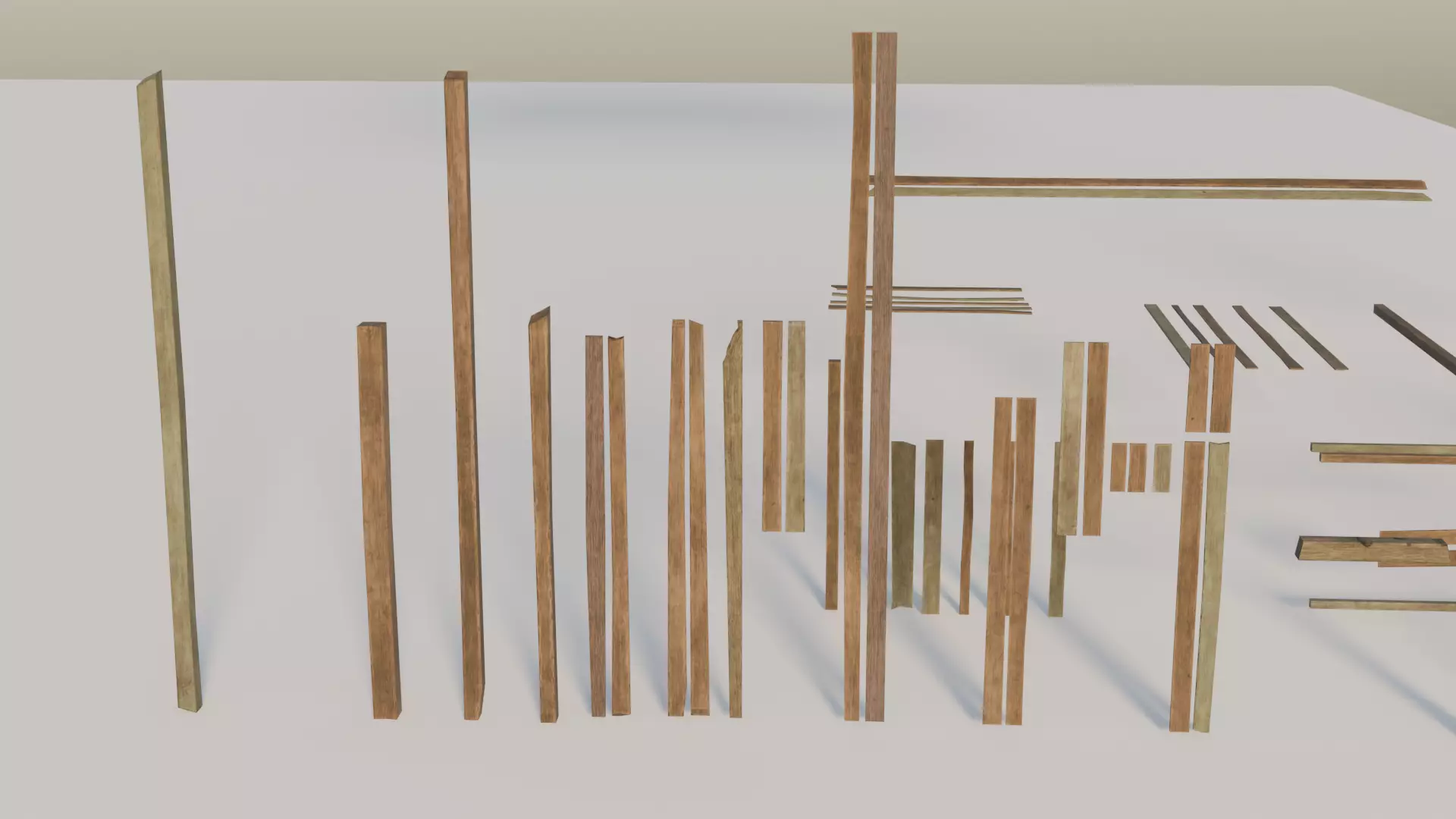 Pack wooden planks game-ready Low-poly 3D model_2