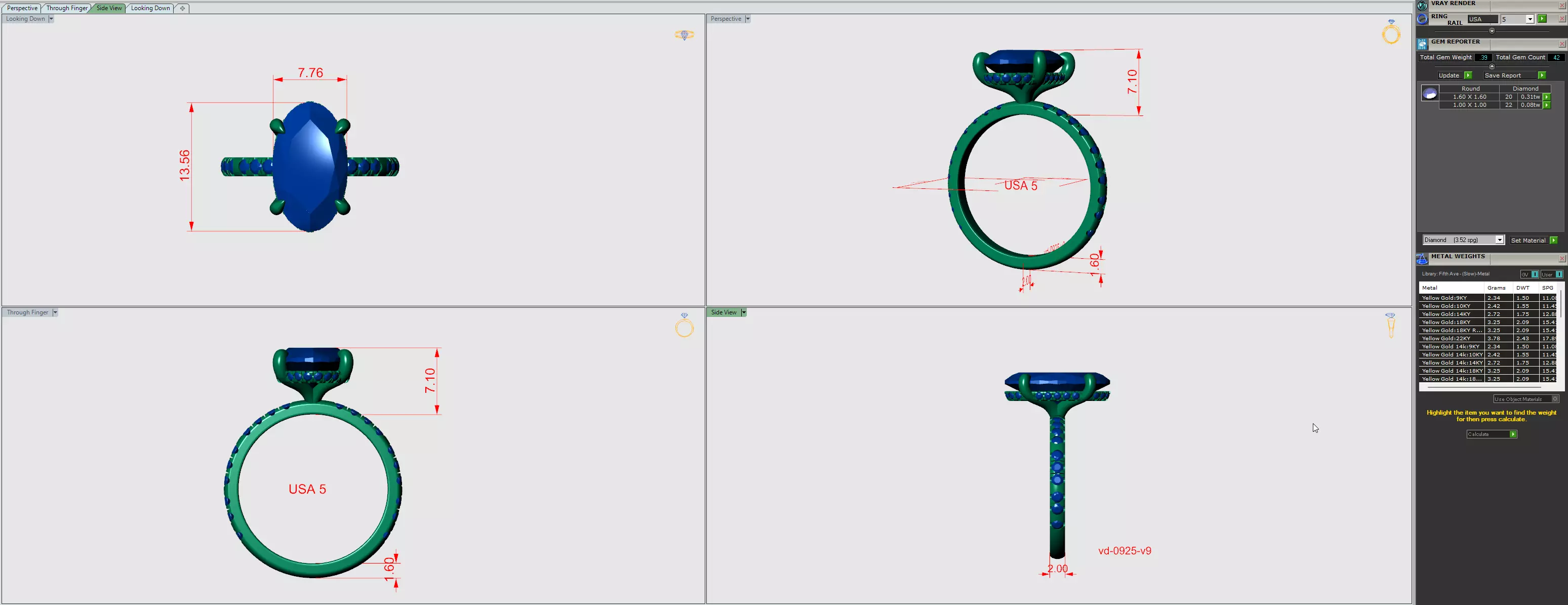 Oval Center Halo Solitaire Size 5 3DM 3D print model_1