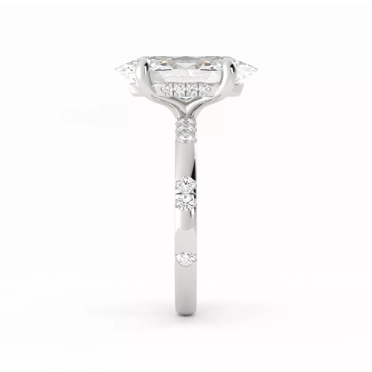 Oval Center Halo Solitaire Size 5 3DM 3D print model_4