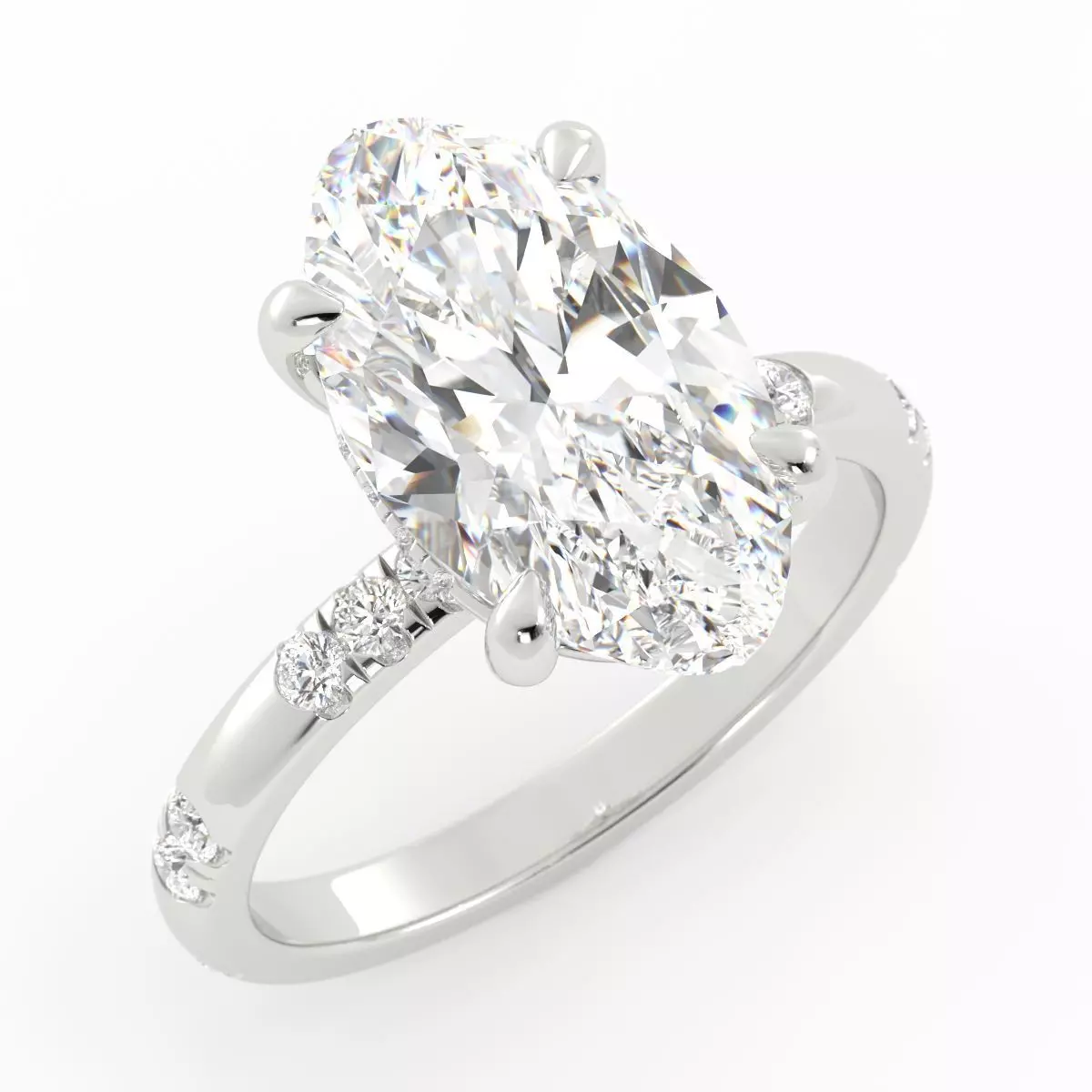 Oval Center Halo Solitaire Size 5 3DM 3D print model_5