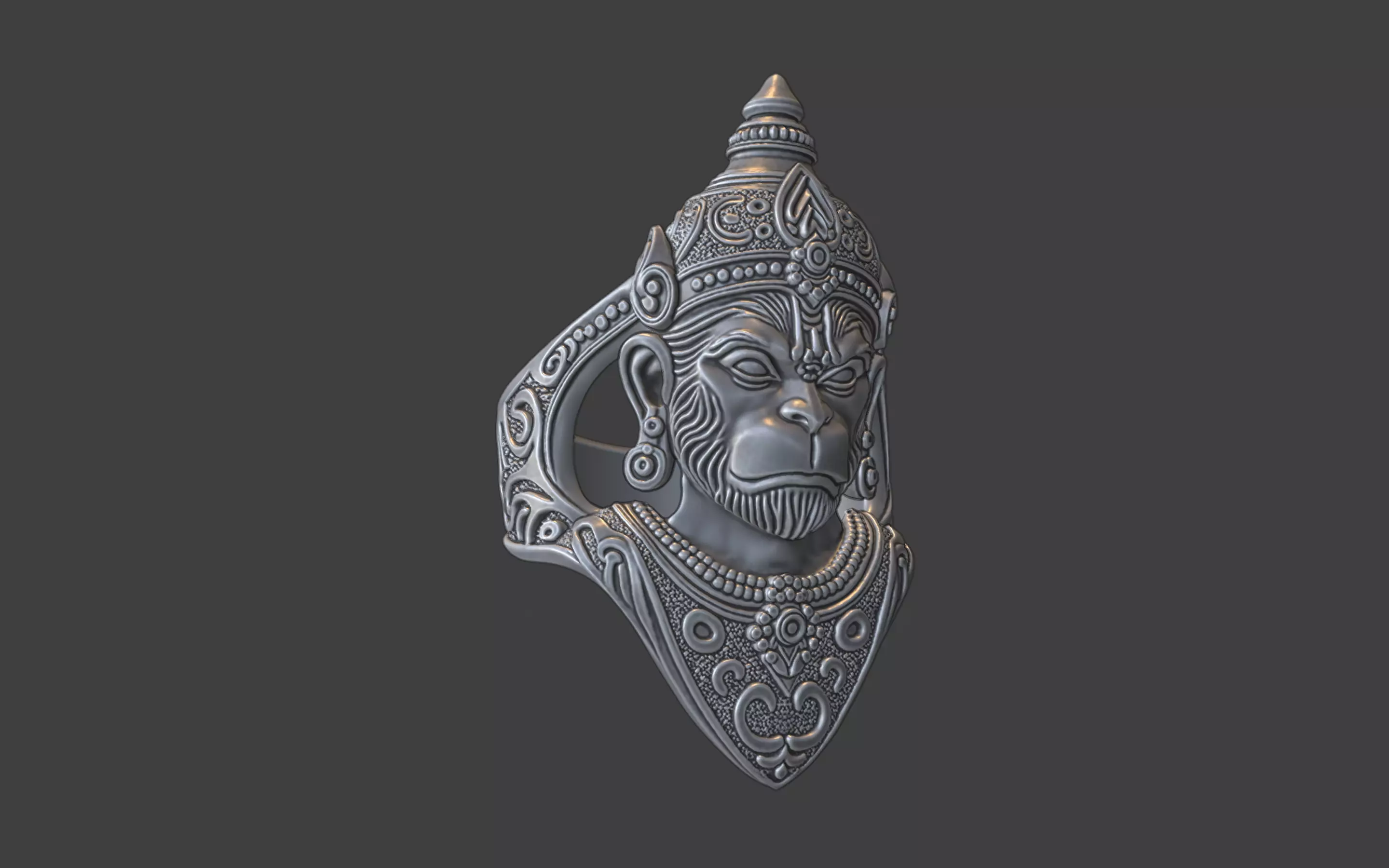 Lord Hanuman ring v2 3D print model_11