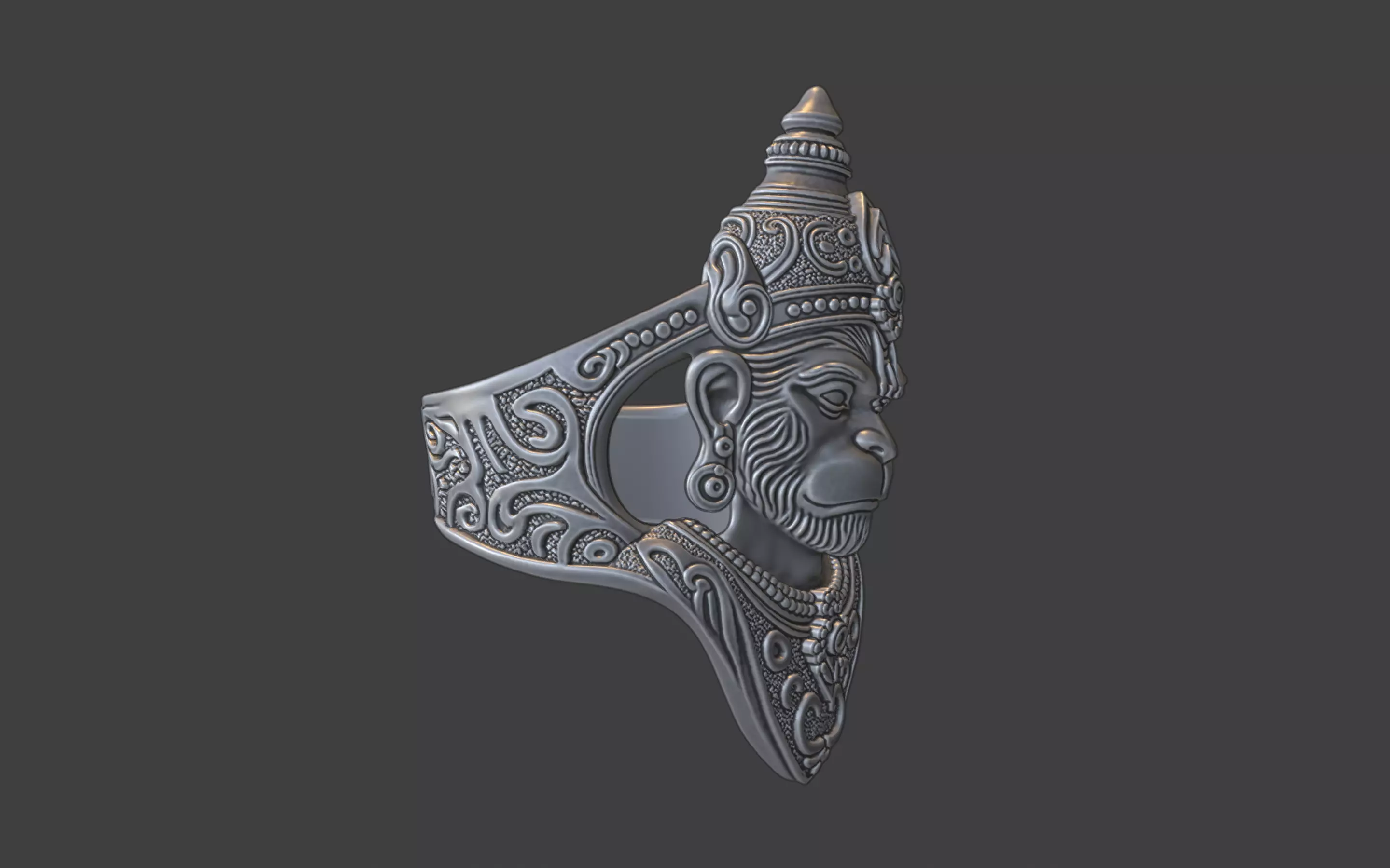 Lord Hanuman ring v2 3D print model_24