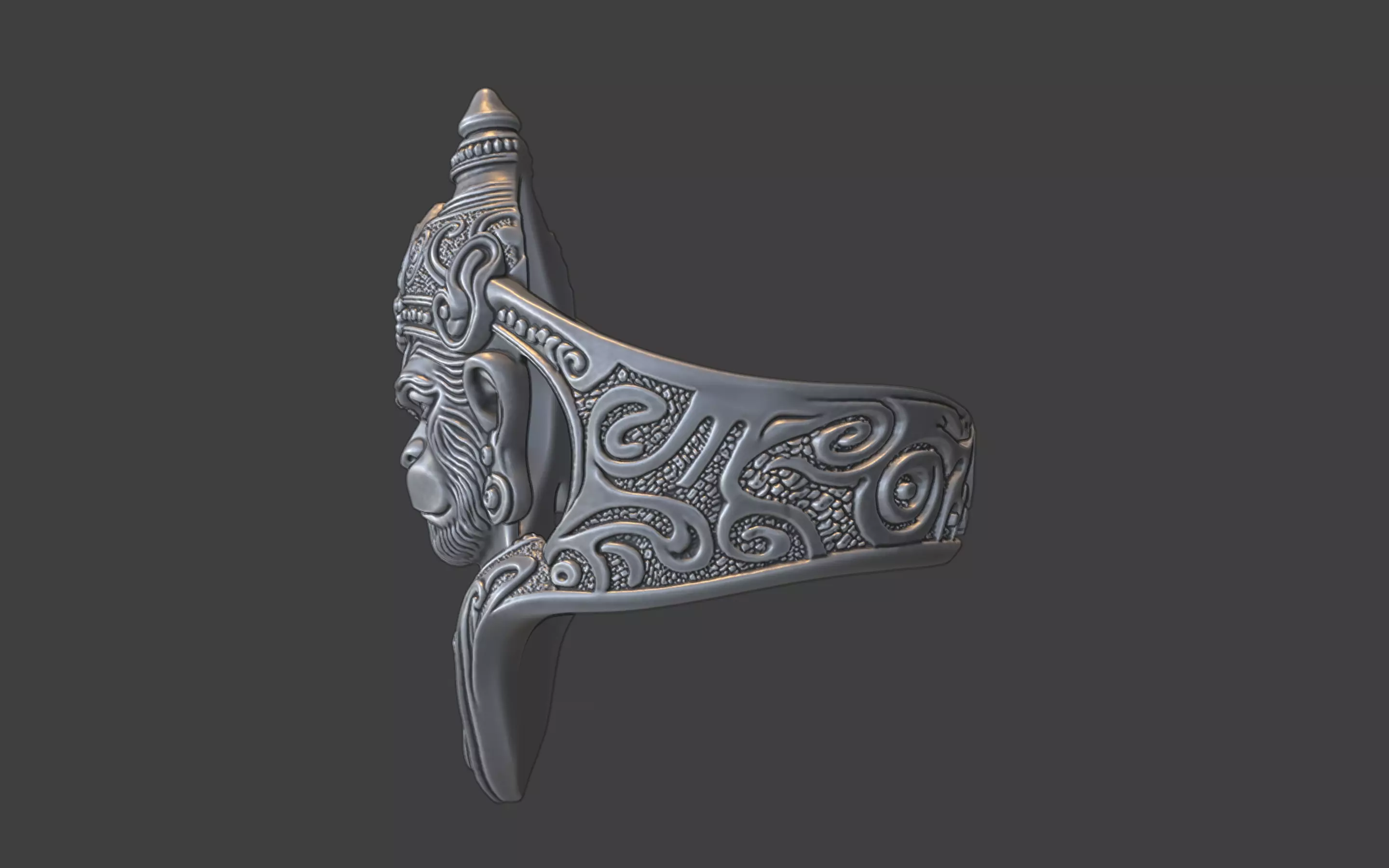 Lord Hanuman ring v2 3D print model_17