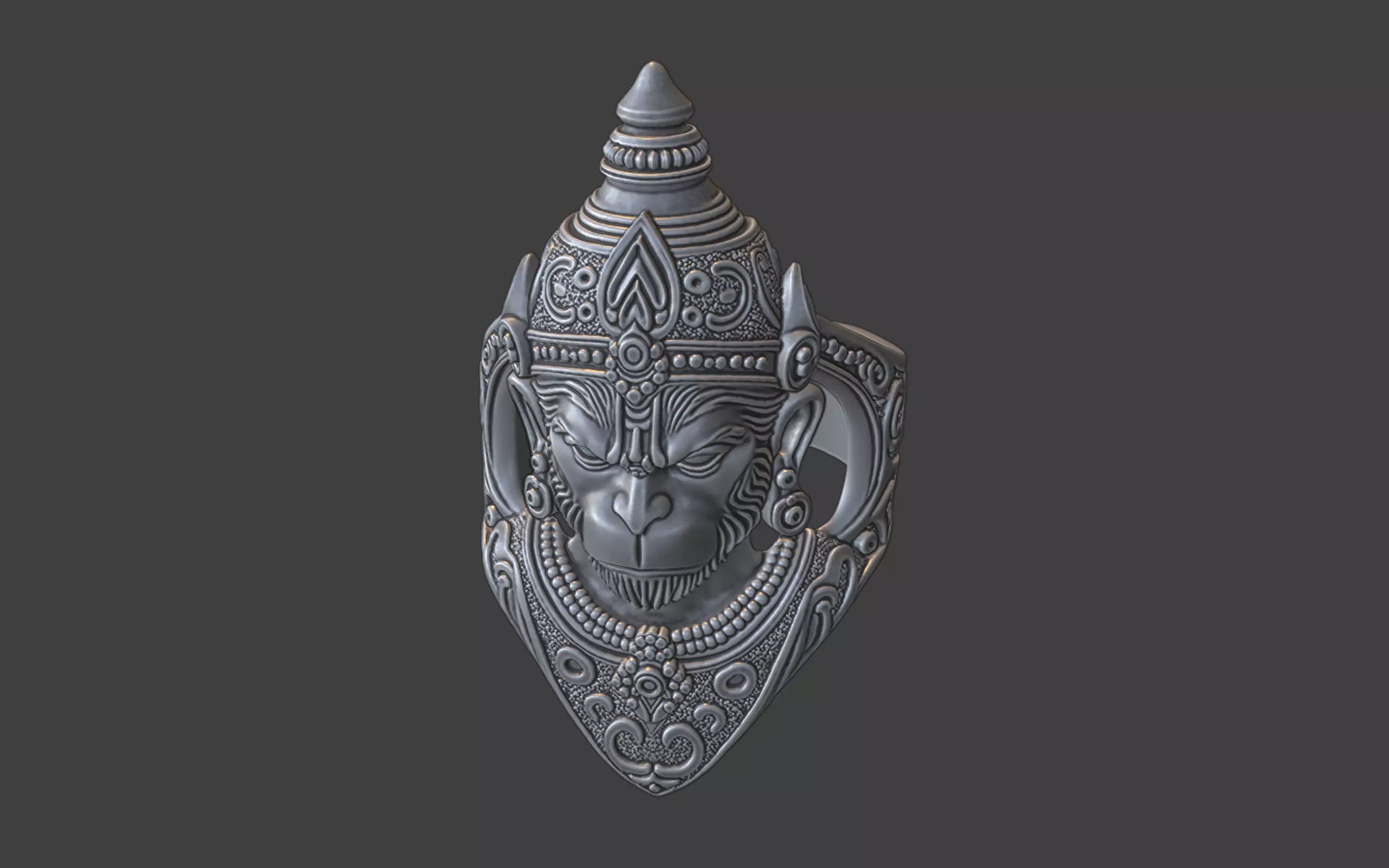 Lord Hanuman ring v2 3D print model_27