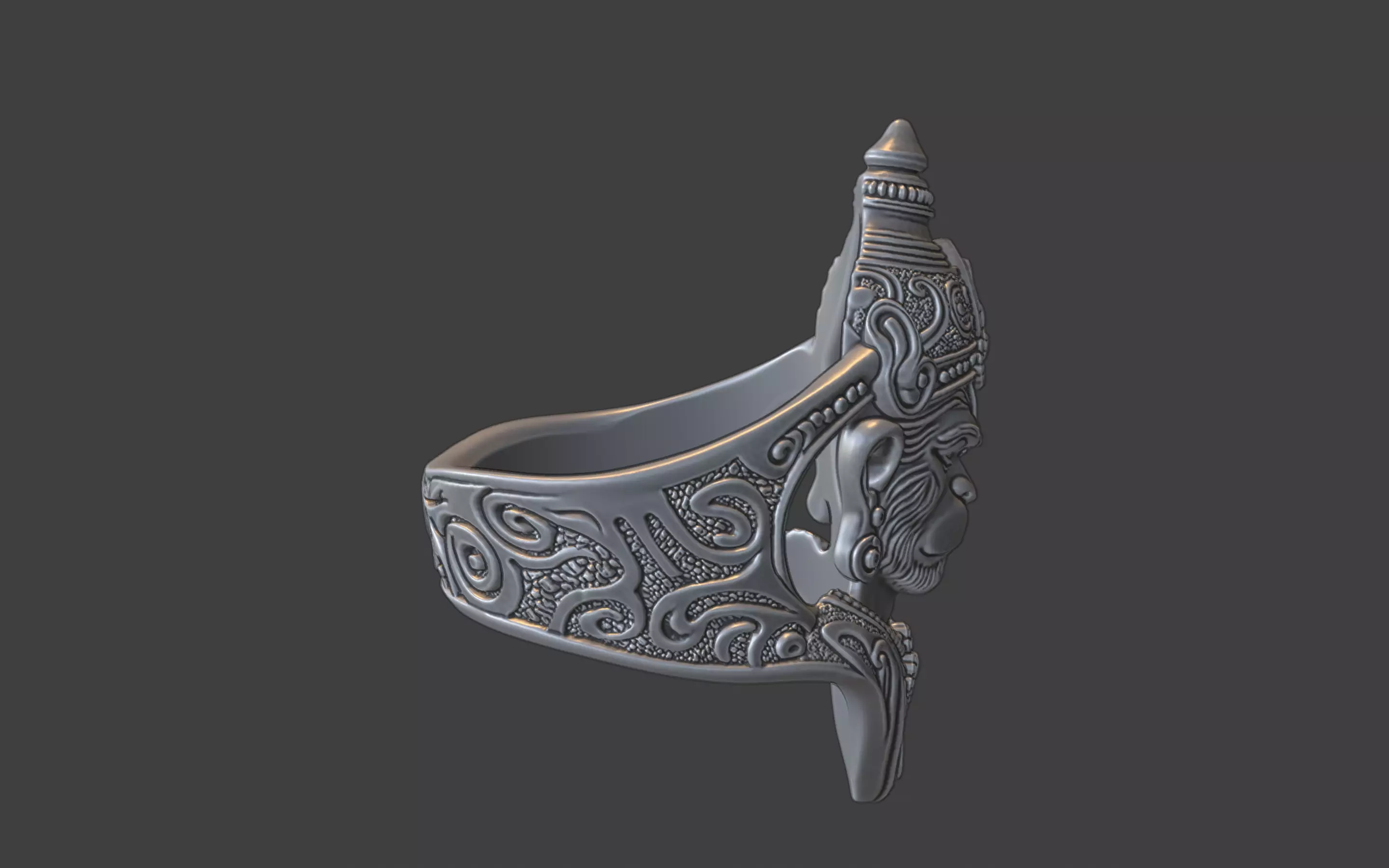 Lord Hanuman ring v2 3D print model_23