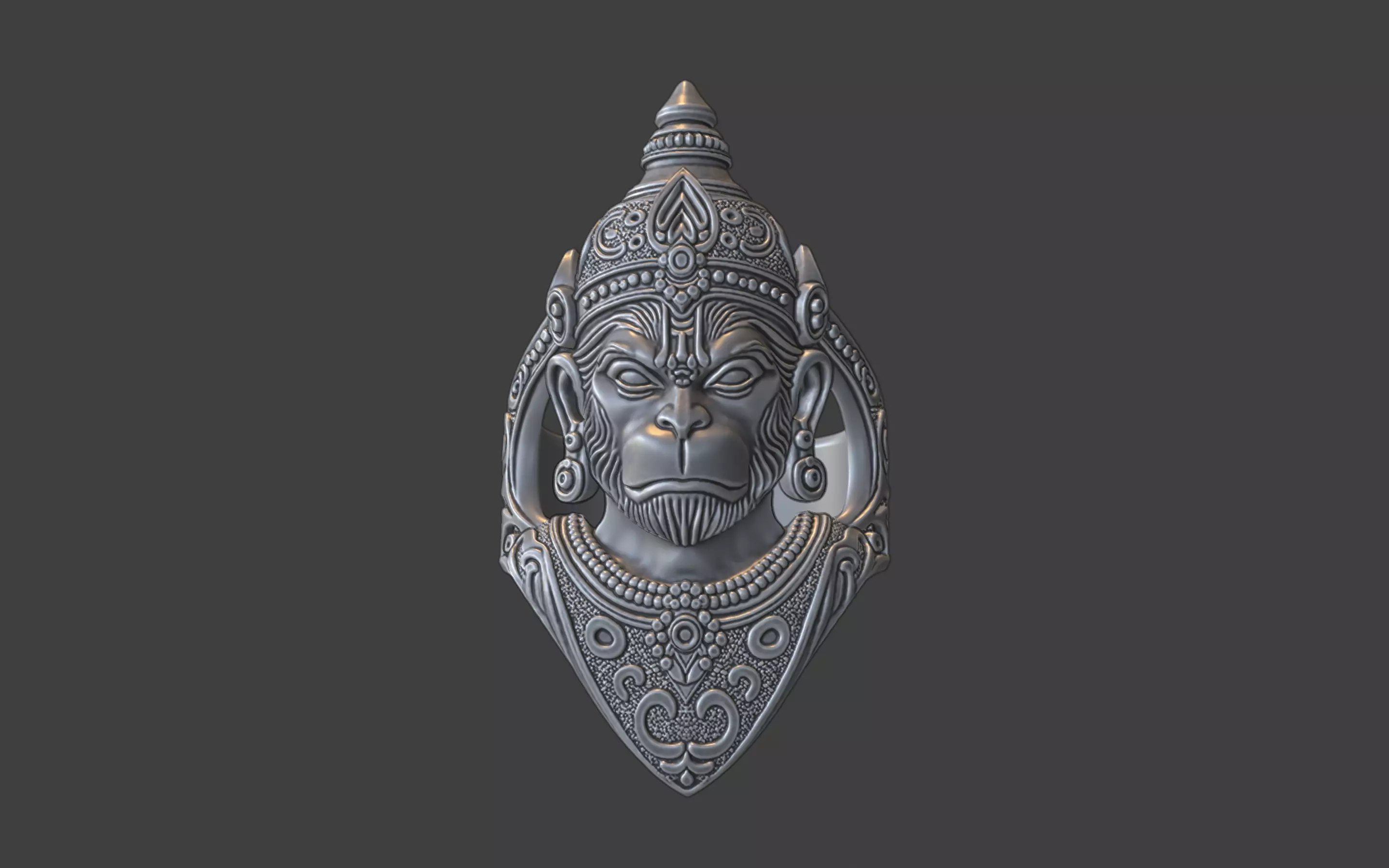 Lord Hanuman ring v2 3D print model_0