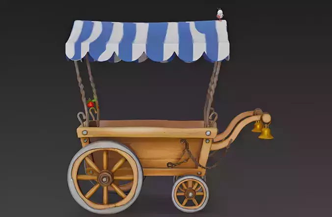 Pixar-Style 3D Cartoon Cart Model