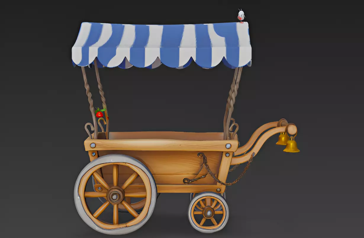 Pixar-Style 3D Cartoon Cart Model 3D model_0