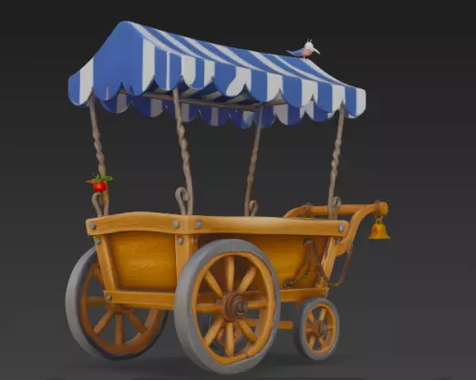 Pixar-Style 3D Cartoon Cart Model 3D model_3