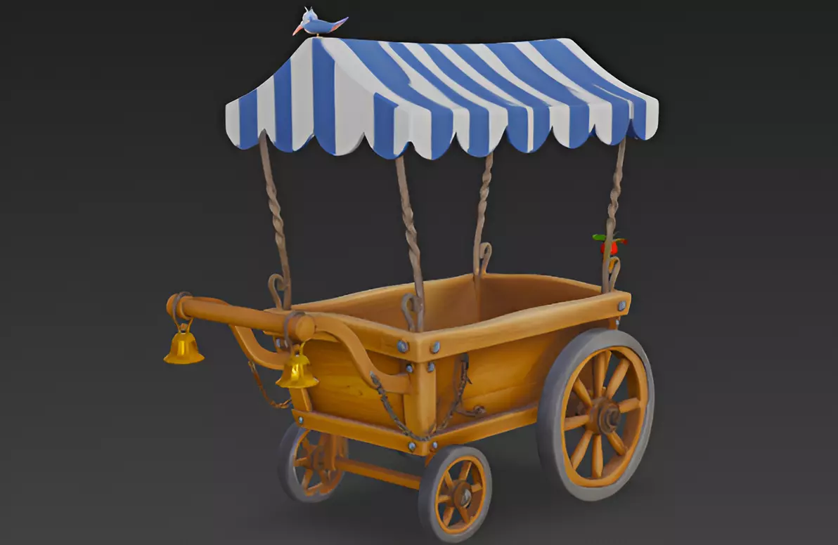 Pixar-Style 3D Cartoon Cart Model 3D model_1