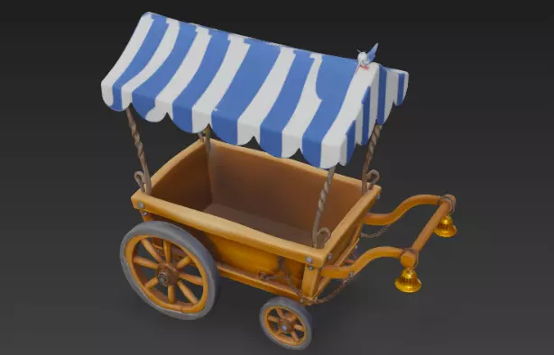 Pixar-Style 3D Cartoon Cart Model 3D model_2
