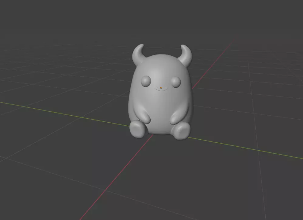 Cute pink monster with small horns 3D print model_2