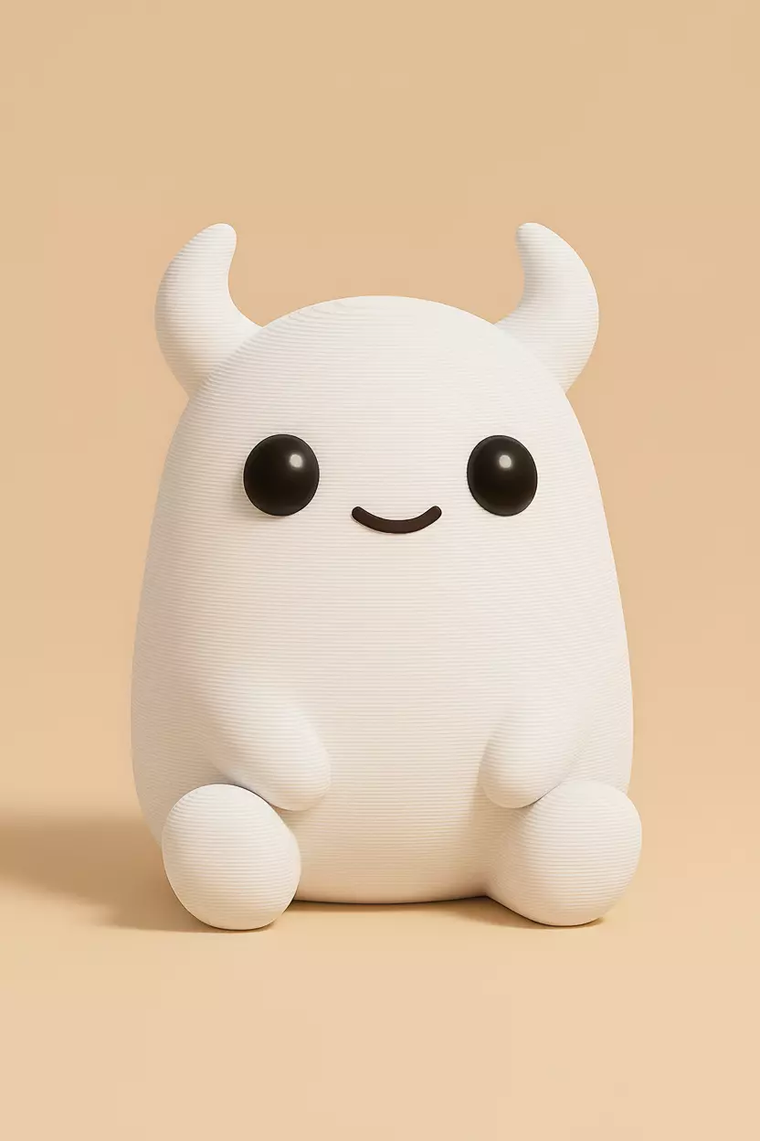 Cute pink monster with small horns 3D print model_1